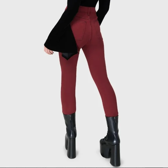 Killstar High Rise Burgundy Jeans - Picture 4 of 4